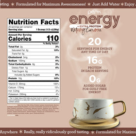 Perk Energy + Extra Protein Powder scoop highlights convenient protein and caffeine on the go