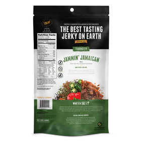 Perky Jerky Jammin' Jamaican spice coating highlights allspice, cinnamon, and jalapeño notes.