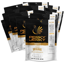Perky Jerky Original Turkey Jerky pack shows bold flavor for on-the-go snacking.