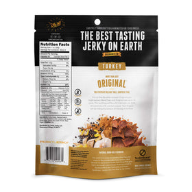 Perky Jerky Original Turkey Jerky serving idea for lunch or workouts.