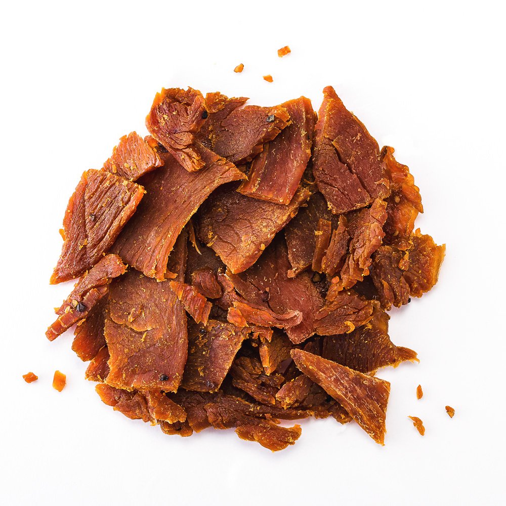 Perky Jerky Original Turkey Jerky strips closeup showing tender texture and protein-rich snack