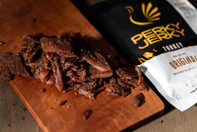 Perky Jerky resealable bag keeps flavors fresh during travel.