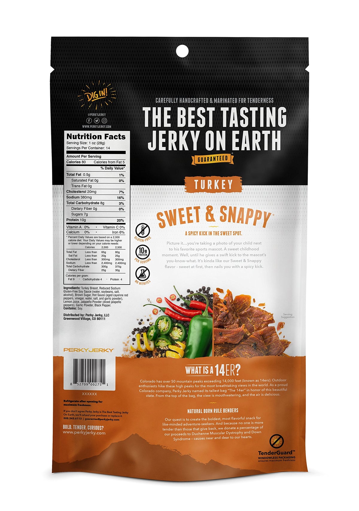 Perky Jerky close-up of tender turkey jerky slices showing melt-in-your-mouth texture.