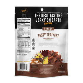 Perky Jerky Teriyaki turkey jerky marinade close-up highlights bold flavor