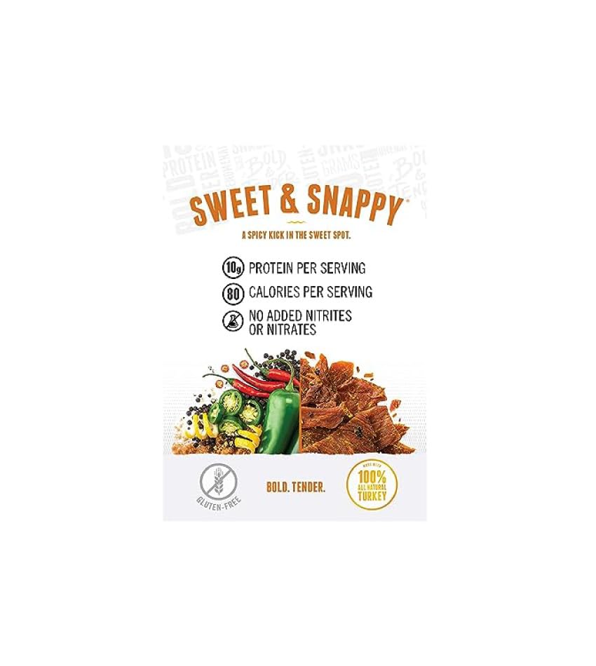 Perky Jerky turkey sweet and snappy 1oz bag, crisp bite