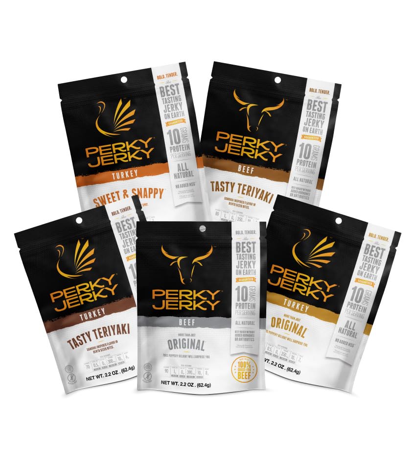 Perky Jerky variety pack 1oz bags, ideal for lunches