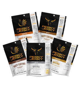 Perky Jerky variety pack 1oz bags, ideal for lunches