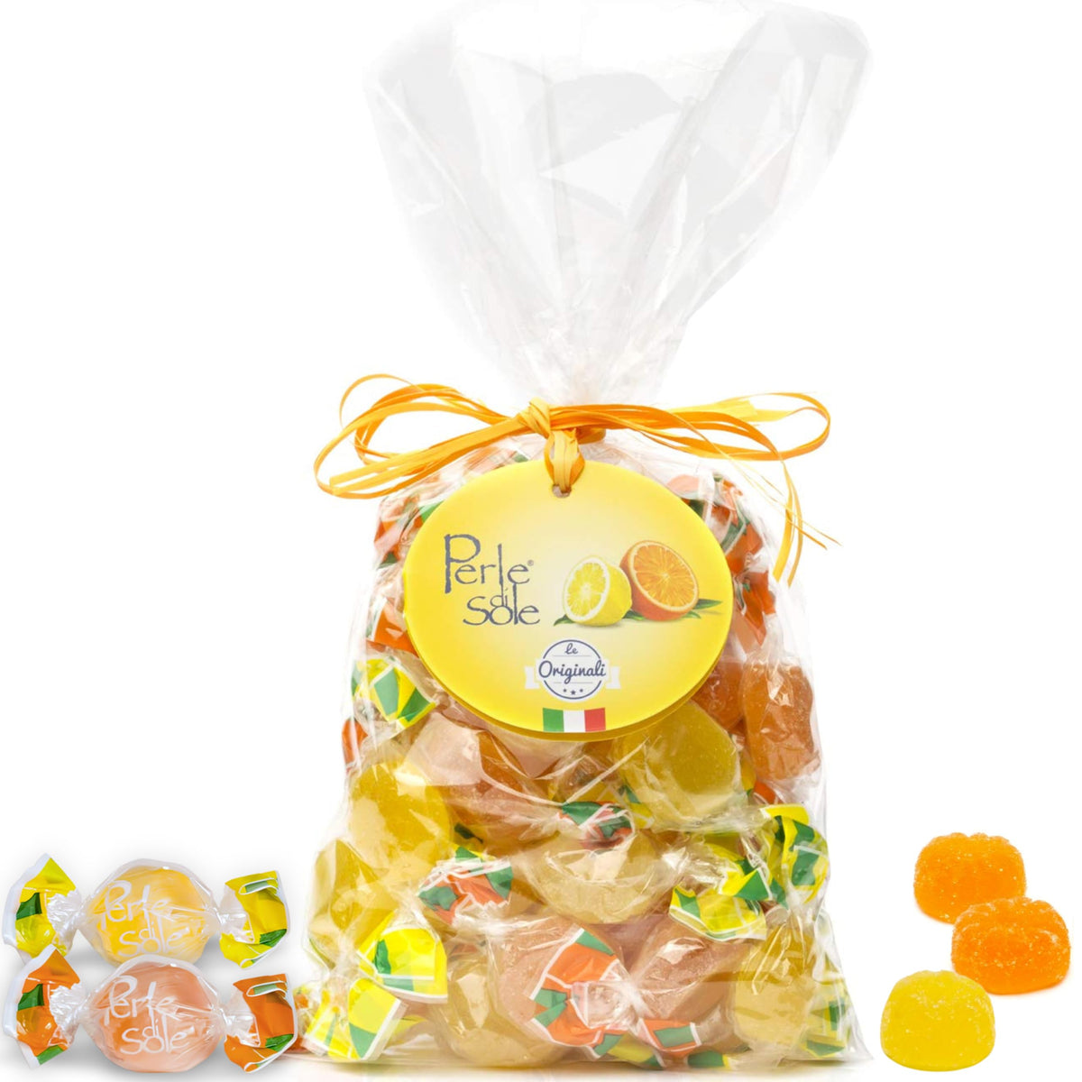 Perle di Sole orange-lemon soft candies for citrus-inspired everyday treat.