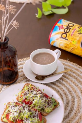Pero Instant Natural Beverage powder dissolving in hot water for a comforting cup