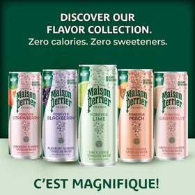 Perrier Forever flavors label collection—crisp carbonation for lively sips.