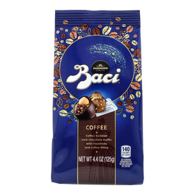 Perugina Baci dark chocolate truffle with hazelnut topping, a premium gift-worthy treat.
