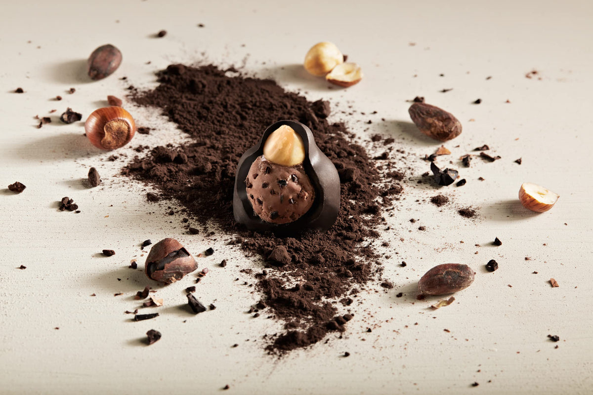 Perugina hazelnut cream center chocolate, rich texture and cocoa aroma.