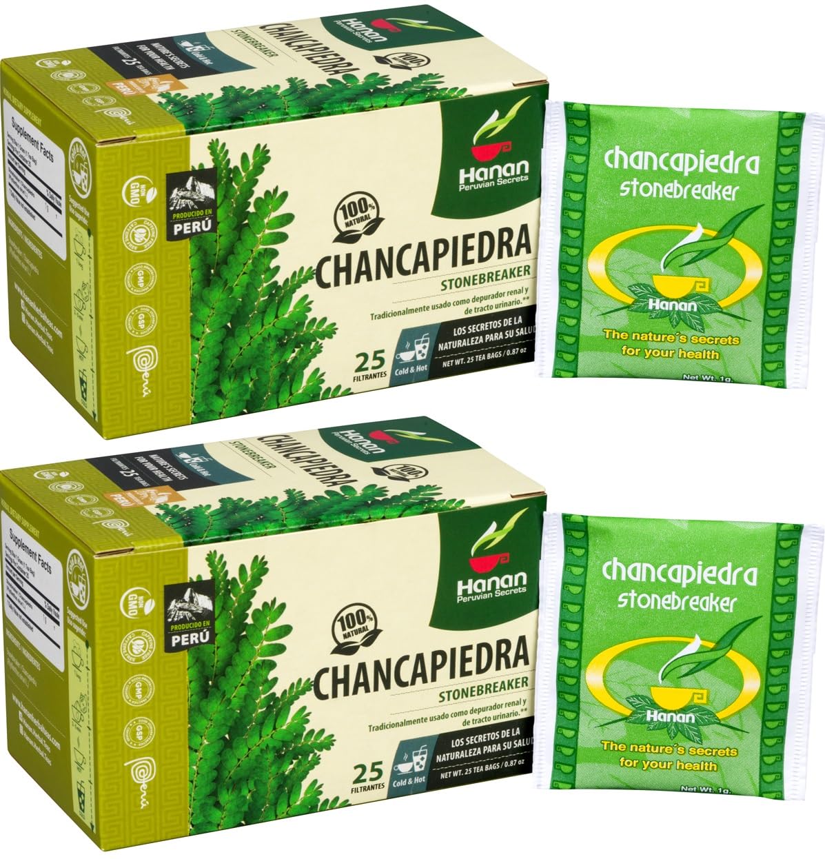 Peruvian Naturals Hanan Chanca Piedra Tea box on kitchen counter for daily hydration.