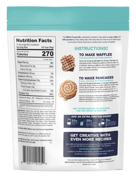 PEScience Pancake mix packaging on a kitchen counter ready for the morning.