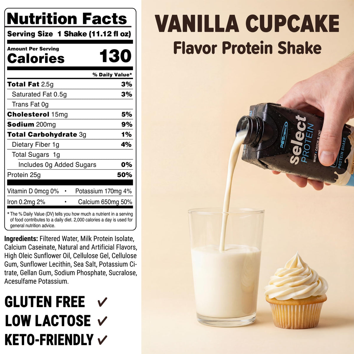 PEScience Select RTD vanilla cupcake swirl in glass