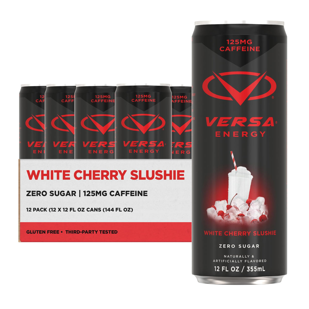 PEScience Versa Energy white cherry slushie can delivers crisp taste and clean energy