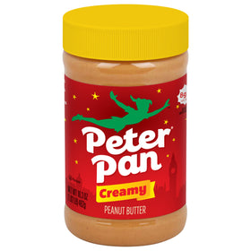 Peter Pan Creamy Peanut Butter jar ready for smooth spreading.