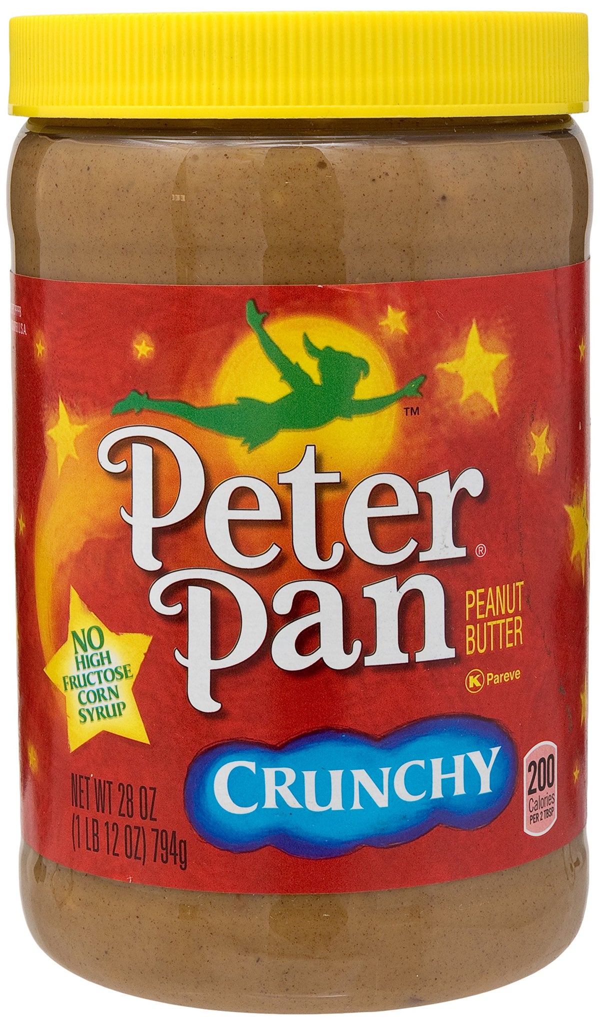 Peter Pan Crunchy Peanut Butter jar shows rich texture ideal for spreading on toast