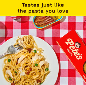 Pete’s Pasta linguine cooked with sauce ready to serve