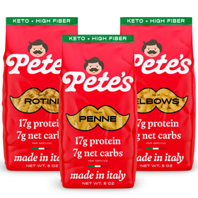 Pete's Pasta low-carb penne 3-pack bundle for quick healthy dinners.
