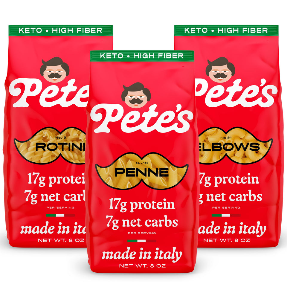 Pete's Pasta low-carb penne 3-pack bundle for quick healthy dinners.