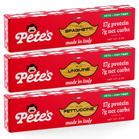 Pete’s Pasta low-carb spaghetti 8oz on plate, protein-forward and satisfying.