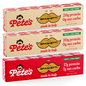 Pete's Pasta spaghetti uncooked, high-protein pasta for keto meals