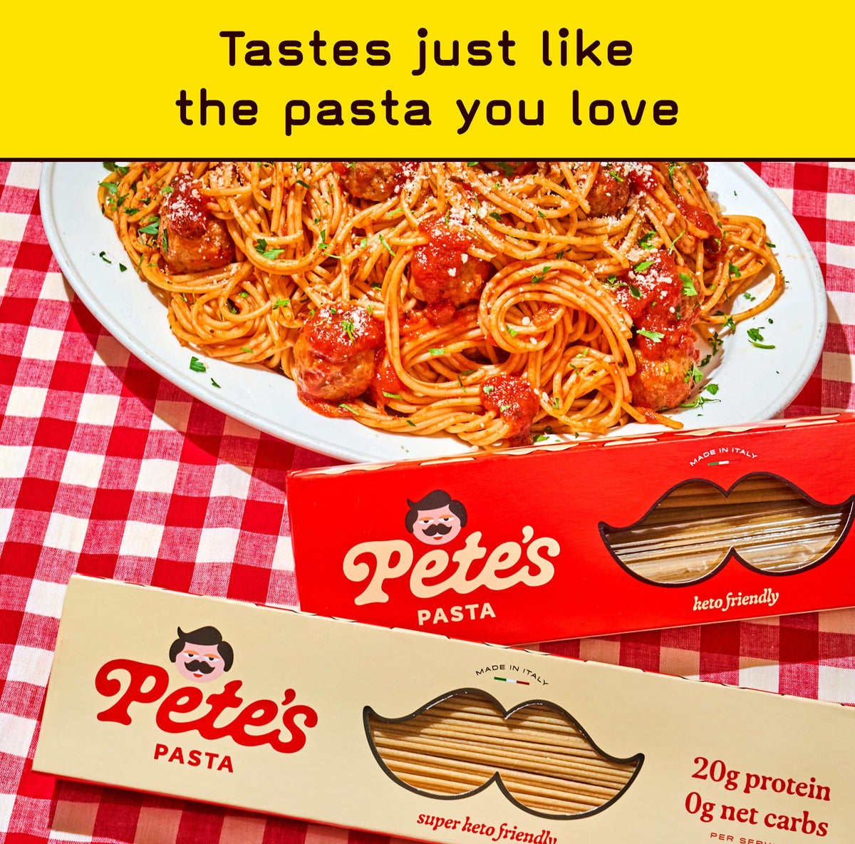 Pete's Pasta zero-carb pasta with 0g net carbs
