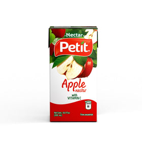 Petit Apple Nectar being poured into a glass with ice for a refreshing moment
