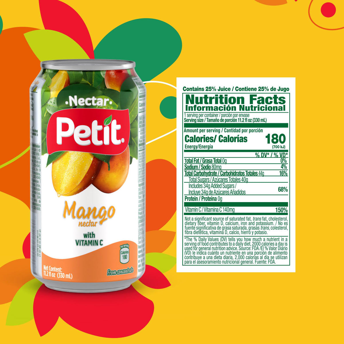 Petit Mango Nectar served over ice for a cool, refreshing experience