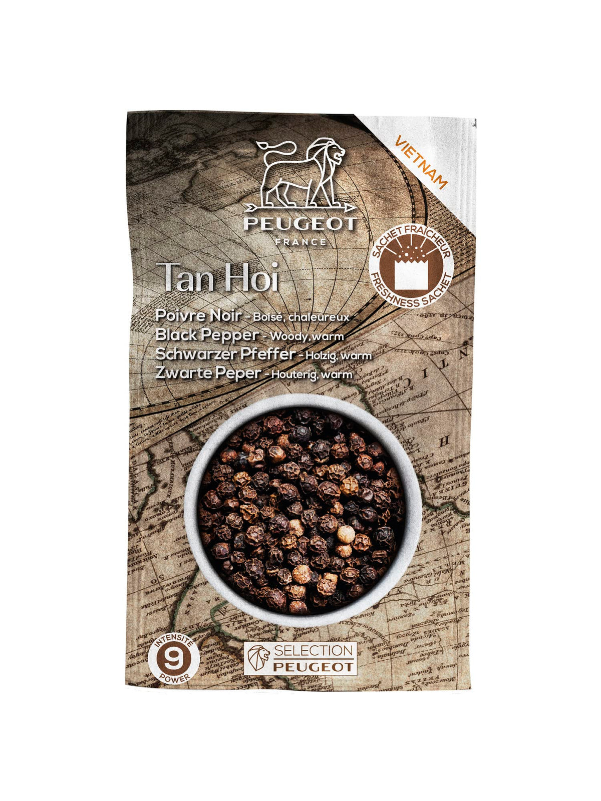 Peugeot Tan Hoi seven 20 g sachets preserve aroma for easy use and storage.