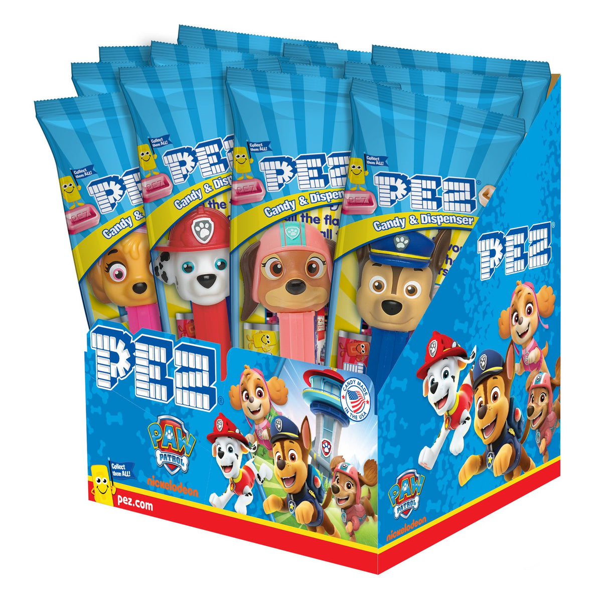 PEZ Paw Patrol dispenser with two refills, ideal for kid-friendly snacks and sharing.