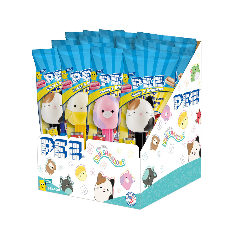 PEZ Candy Squishmallows Party Pack 12-count with two refills per dispenser, ideal party favors