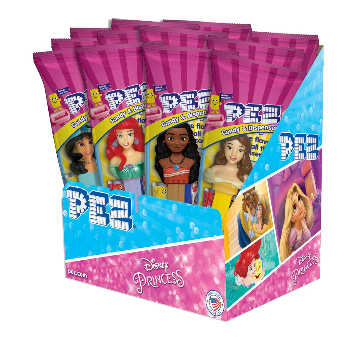 PEZ Disney Princess dispensers pack featuring mixed characters for party favors.