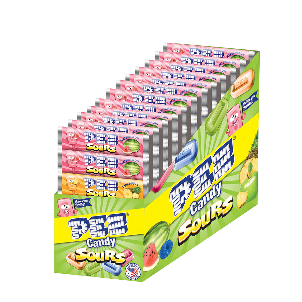 PEZ dispenser with Sourz refills for a quick, colorful snack on the go.
