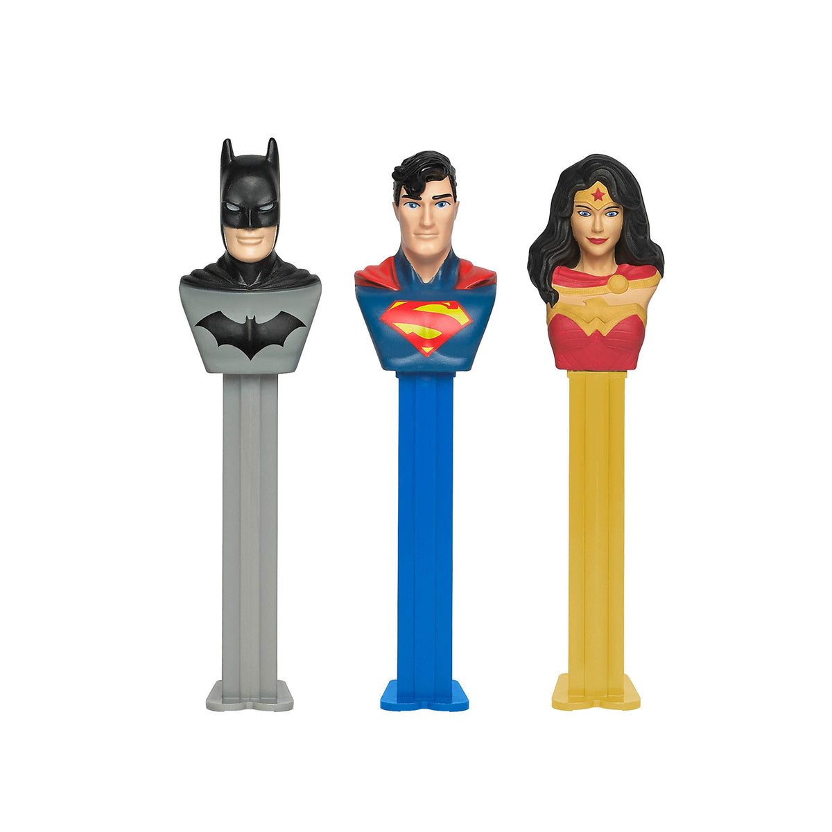PEZ Justice League dispensers party setup showcases hero-themed treats for guests.