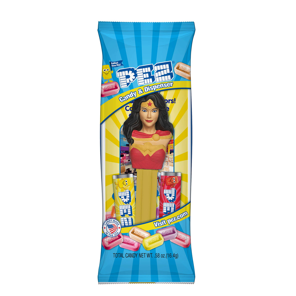 PEZ Justice League dispensers with refills offer easy candy restocking during events.