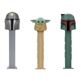 Baby Yoda PEZ dispenser from the Mandalorian set for playful snacking.