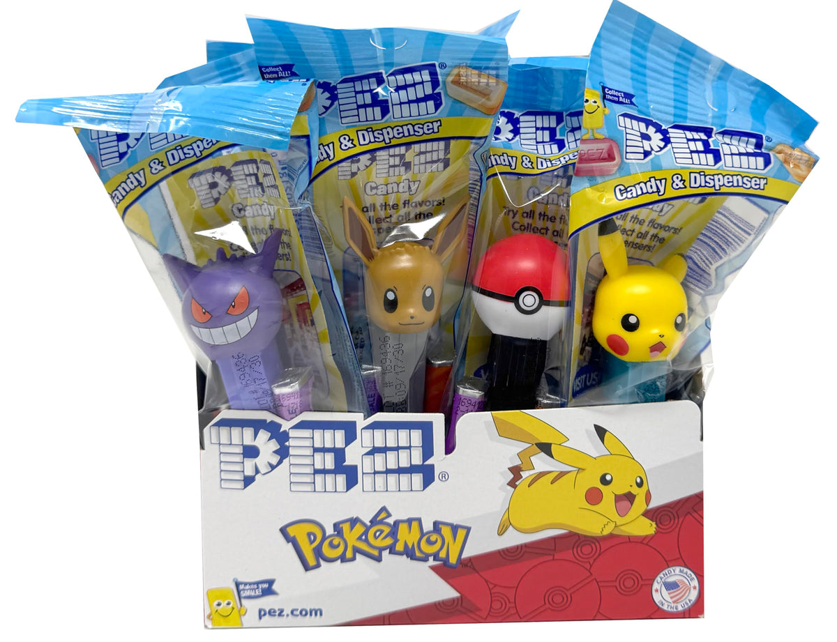 PEZ Pokemon dispensers with colorful designs, ideal as party favors and kid-friendly treats.