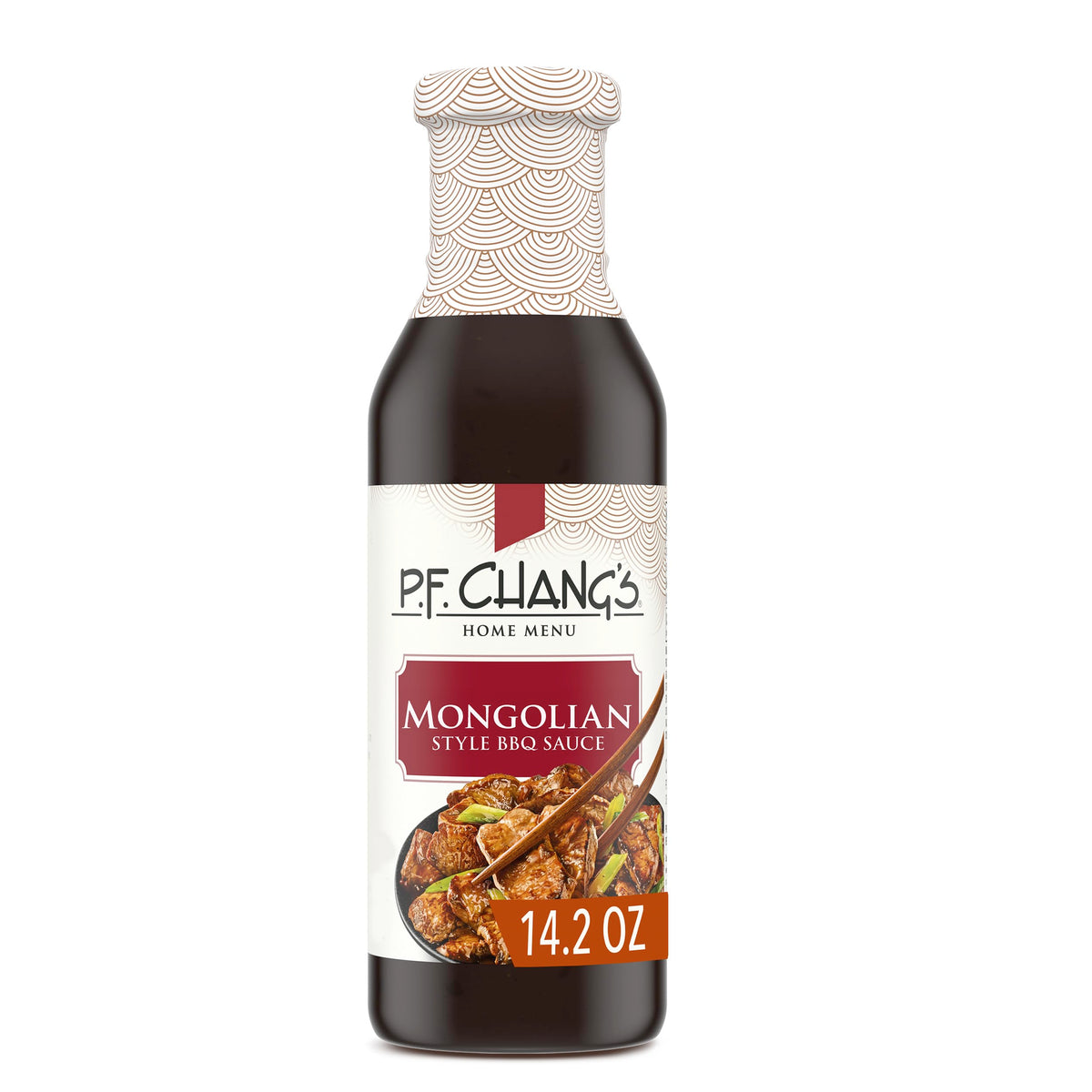P.F. Chang's Mongolian Style BBQ Sauce bottle ideal for marinating beef.