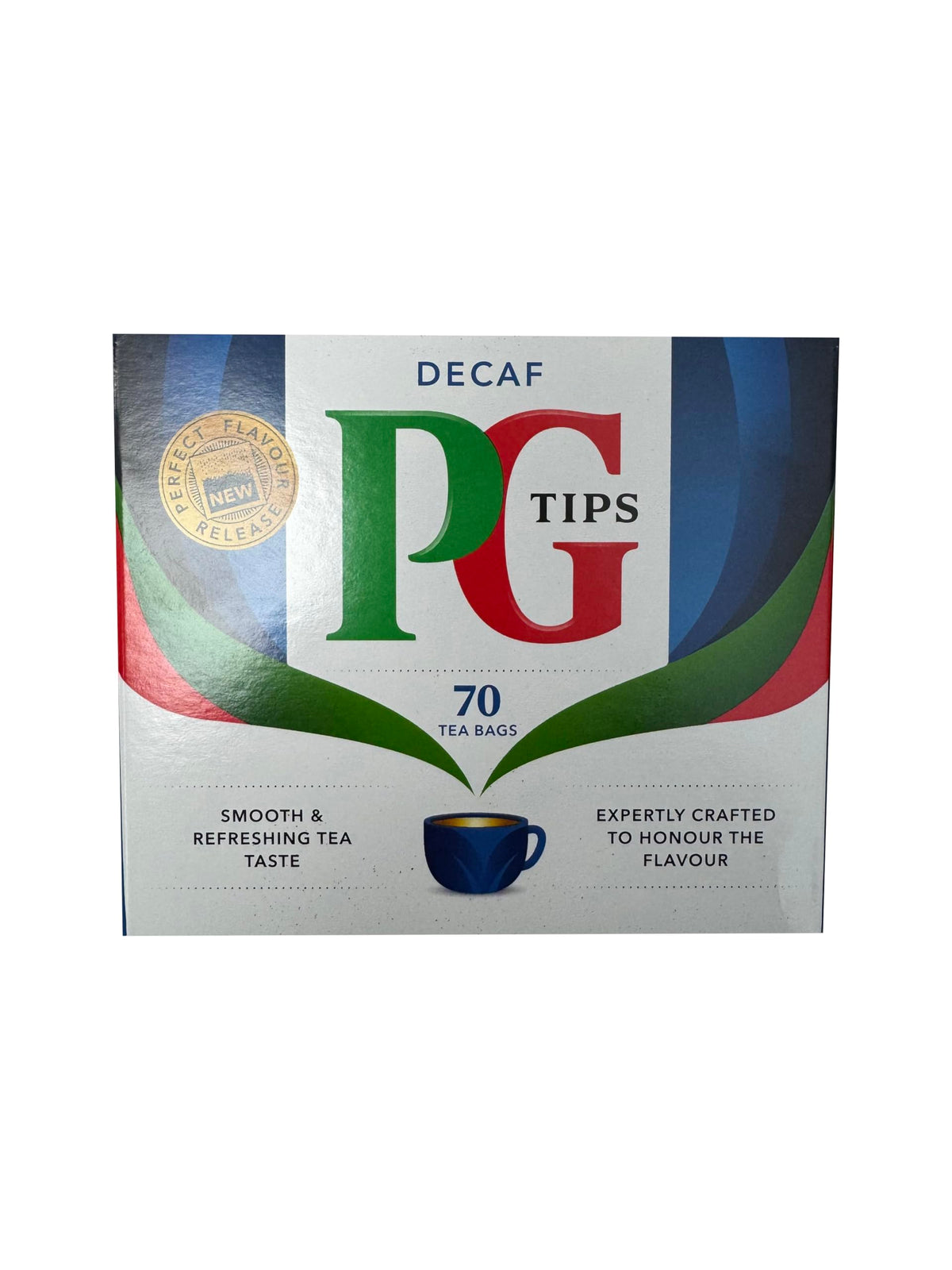 PG Tips Decaf 70ct box for easy home brewing.