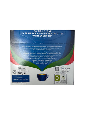 PG Tips Decaf tea bags steeping in a mug for a caffeine-free cup.