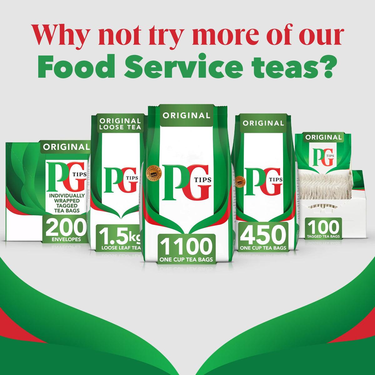 PG Tips tea bags in bulk packaging ready for storage.