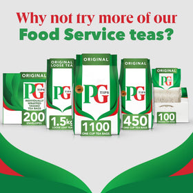 PG Tips tea bags in bulk packaging ready for storage.