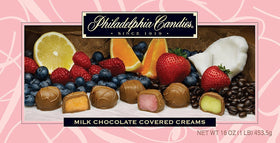 Philadelphia Candies milk chocolate assorted creams in a gift-ready 1 lb box.