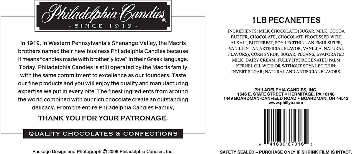 Philadelphia Candies Pecanettes milk chocolate clusters with vanilla caramel—great everyday treat