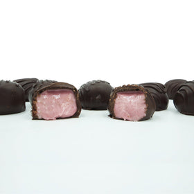 Philadelphia Candies Raspberry Creams in dark chocolate gift box, perfect for gifting.