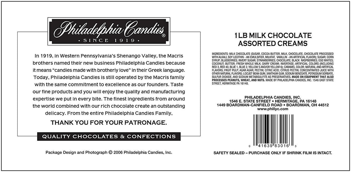 Philadelphia Candies milk chocolate soft-center creams close-up, perfect for sharing.