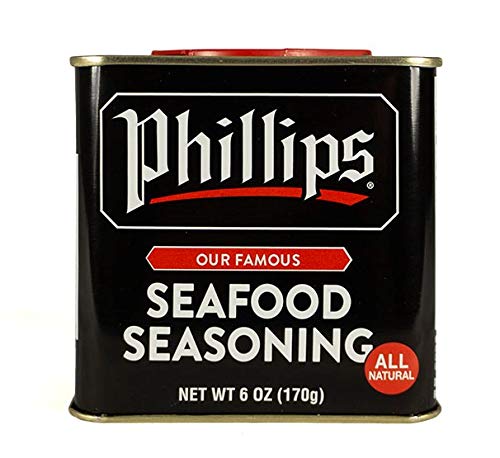 Phillips Seafood Seasoning jar front adds bold flavor to seafood at home.