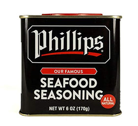 Phillips Seafood Seasoning jar front adds bold flavor to seafood at home.